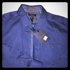 Ted Baker Long Sleeve Navy Dress Shirt